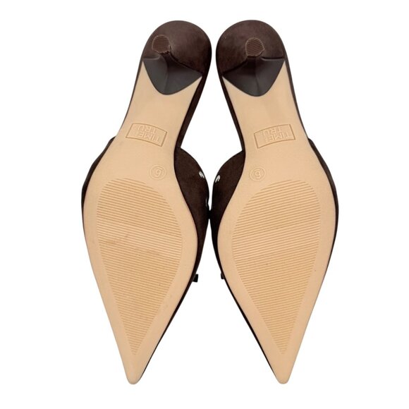 Time and Tru Women's Studded Kitten Heel Brown Mules Shoes Size 6 NWOB - Picture 10 of 12